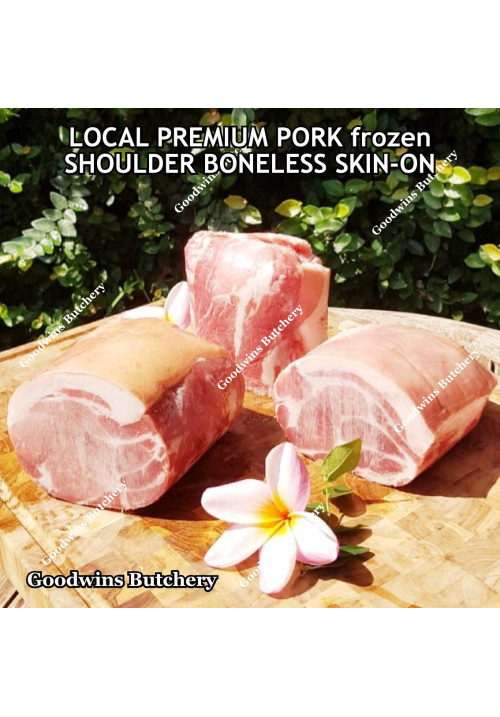 Pork Collar SHOULDER boneless SKIN ON frozen LOCAL PREMIUM roast cuts 1.2-1.5 kg/pc (price/kg) Boston-Butt Kapsim